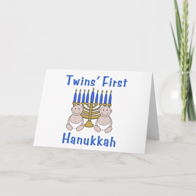 Twins First Hanukkah Holiday Card (Front)