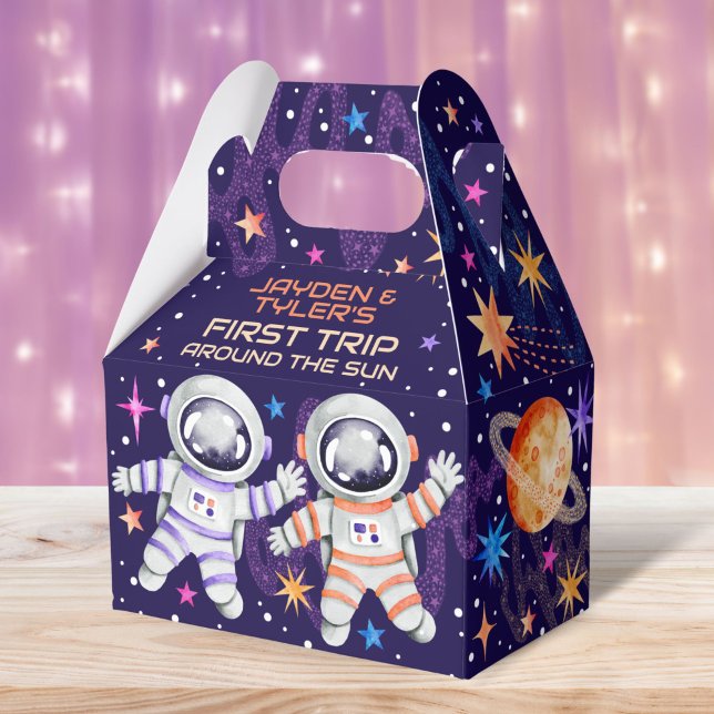 Twins First Trip Around the Sun Astronaut Space   Favour Box (Twins First Trip Around the Sun Astronaut Space Favor Boxes)