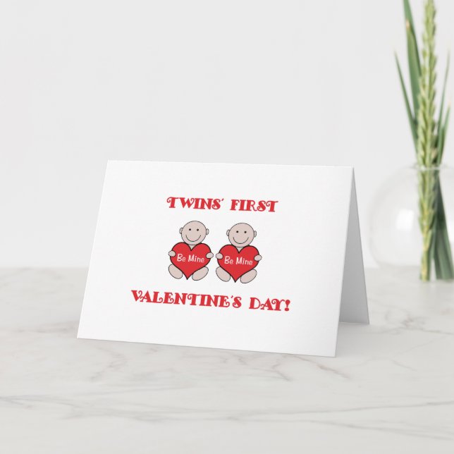 Twins First Valentines Holiday Card (Front)