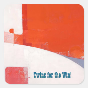 Twins for the Win! Red and white abstract Square Sticker