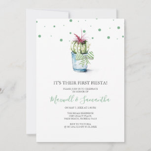 Twins Gender Neutral 1st Birthday Watercolor Invitation