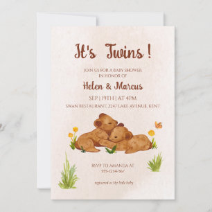 Twins gender neutral baby shower invitation 