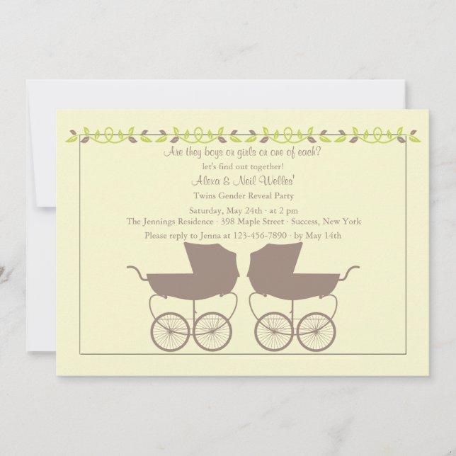 Twins Gender Reveal Invitation (Front)