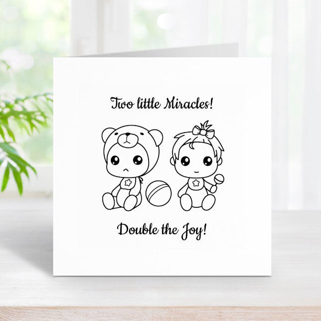 Twins Girl Bear Baby Shower 2 Rubber Stamp (Creator Uploaded)