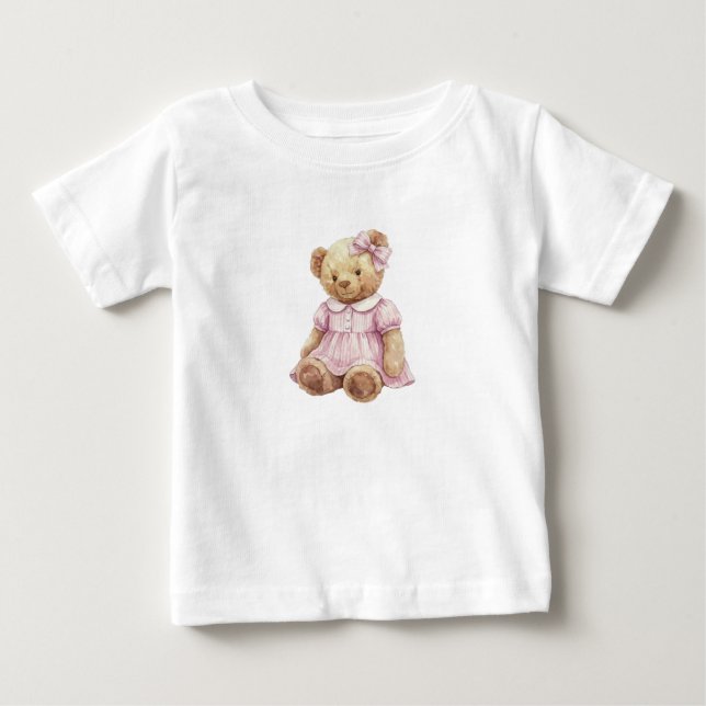 Twins Girl teddy bear birthday t shirt (Front)