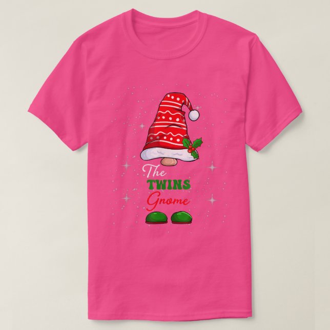 Twins Gnome Family Matching Christmas Funny Pajama T-Shirt (Design Front)