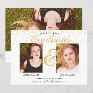 Twins Graduation Photo Invitation