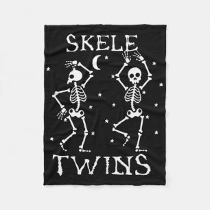Twins Halloween Matching Skeletwins Funny Dancing  Fleece Blanket
