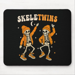 Twins Halloween Matching Skeletwins Funny Dancing Mouse Pad