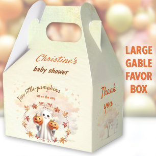 Twins Halloween Pumpkin Ghost Baby Shower Large Favour Box