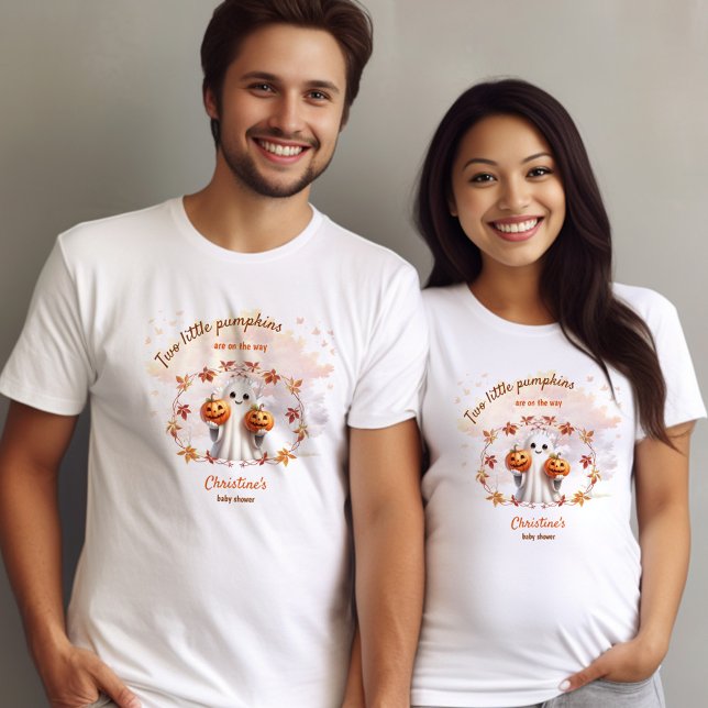 Twins Halloween Pumpkin Ghost Unisex Baby Shower T-Shirt (Twins Halloween Pumpkin Ghost Unisex Baby Shower T-Shirt)