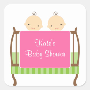 Twins in Pink Crib Stickers