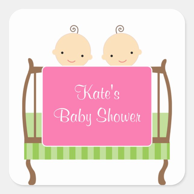 Twins in Pink Crib Stickers (Front)