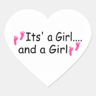 Twins Its A Girl and A Girl Heart Sticker