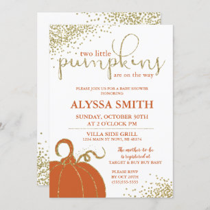 Twins Little Pumpkins Fall Baby Shower Invitation