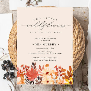 Twins Little Wildflower Flower Baby Shower Invitation