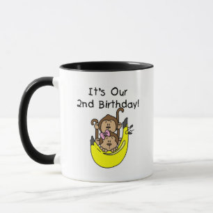 Twins Monkey Boy and Girl 2nd Birthday Mug