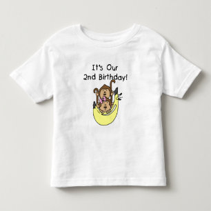 Twins Monkey Boy and Girl 2nd Birthday Toddler T-Shirt