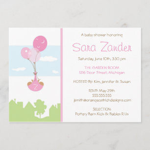 Twins Monogram Balloon Baby Shower Invitation