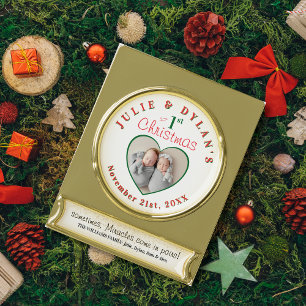 Twins More The Merrier Keepsake Baby 1st Christmas Gold Plated Banner Ornament