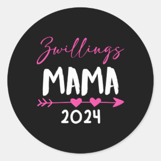 Twins Mum 2024 Mum-To-Be 2024 Expectant Twin Mum 2 Classic Round Sticker