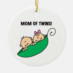 Twins Mum- Peas in a Pod Gifts Ceramic Tree Decoration