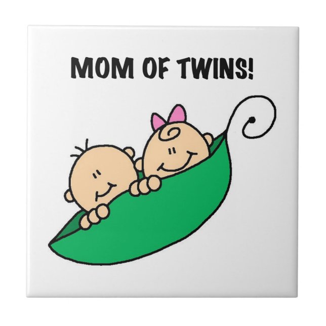 Twins Mum- Peas in a Pod Gifts Tile (Front)