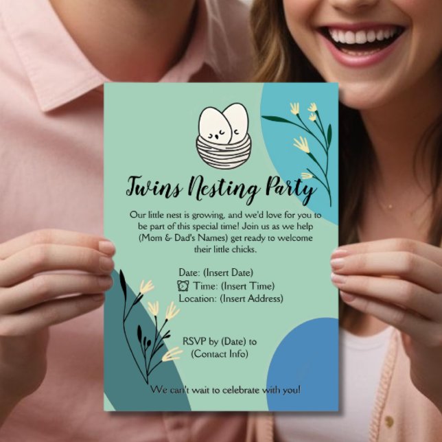 Twins Nesting party parents to be baby shower Invitation (Creator Uploaded)