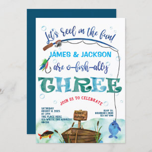 Twins O-fish-ally Little Fisherman 3rd Invitation