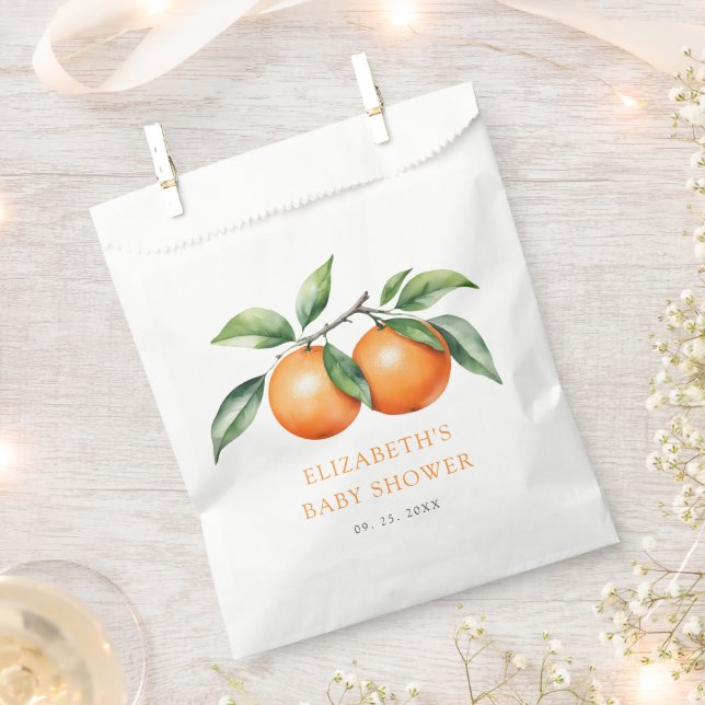 Twins Orange Baby Shower Favour Bags (Clipped)
