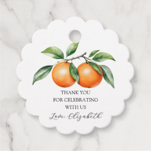 Twins Orange Baby Shower Favour Tags