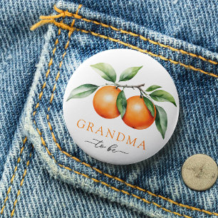 Twins Orange Baby Shower Grandma to Be Button