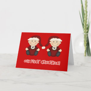 Twins:  Our First Christmas Customisable Holiday Card