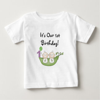 Twins Peas in a Pod First Birthday Baby T-Shirt