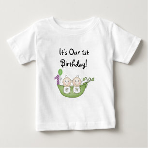 Twins Peas in a Pod  First Birthday Baby T-Shirt