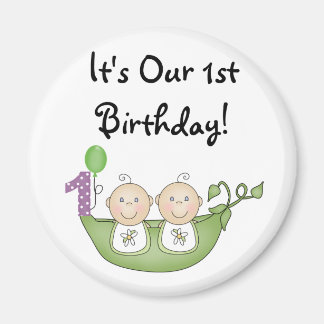 Twins Peas in a Pod First Birthday Magnet