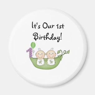 Twins Peas in a Pod  First Birthday Magnet