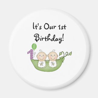 Twins Peas in a Pod First Birthday Magnet