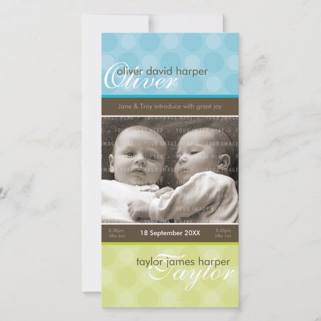 TWINS PHOTO BIRTH ANNOUNCEMENT :: harmony 3P (Front)