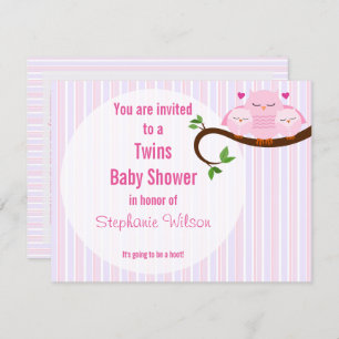Twins Pink Owls A Hoot Of A Baby Shower Invitation