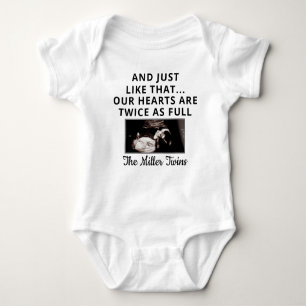 Twins Pregnancy Announcement with Ultrasound Baby Bodysuit