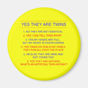 Twins Questions Fraternal Yellow Magnet