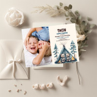 Twins Rustic One Happy Camper Birthday