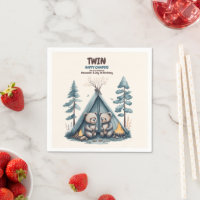 Twins Rustic One Happy Camper Birthday