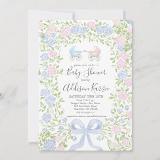 Twins shower, baby carriage shower invitation