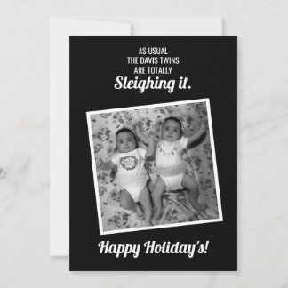 Twins Sleighing It Holiday Card