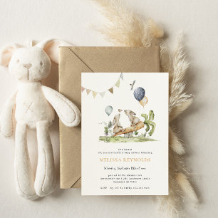 Twins   Spring Bunny Rabbit Baby Shower Invitation