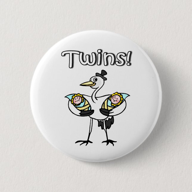 Twins (Stork) 6 Cm Round Badge (Front)