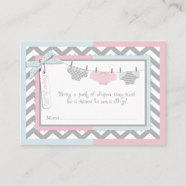 Twins Tie Tutu Diaper Raffle Ticket Enclosure Card (Front)
