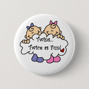 Twins Twice as Fun 6 Cm Round Badge
